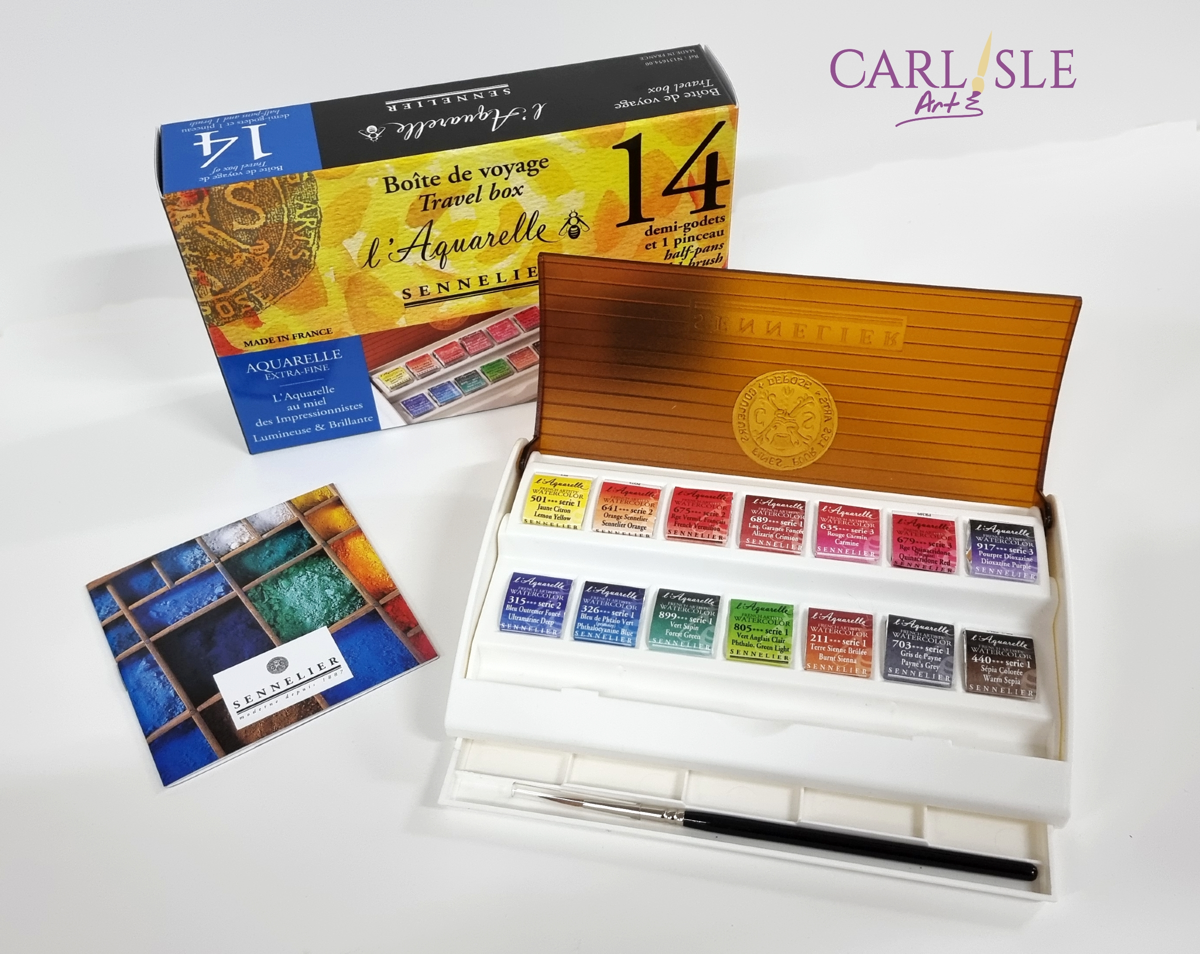 Sennelier French Artists' Watercolor Metal Tin Set, Full Pan, 14-Colors 